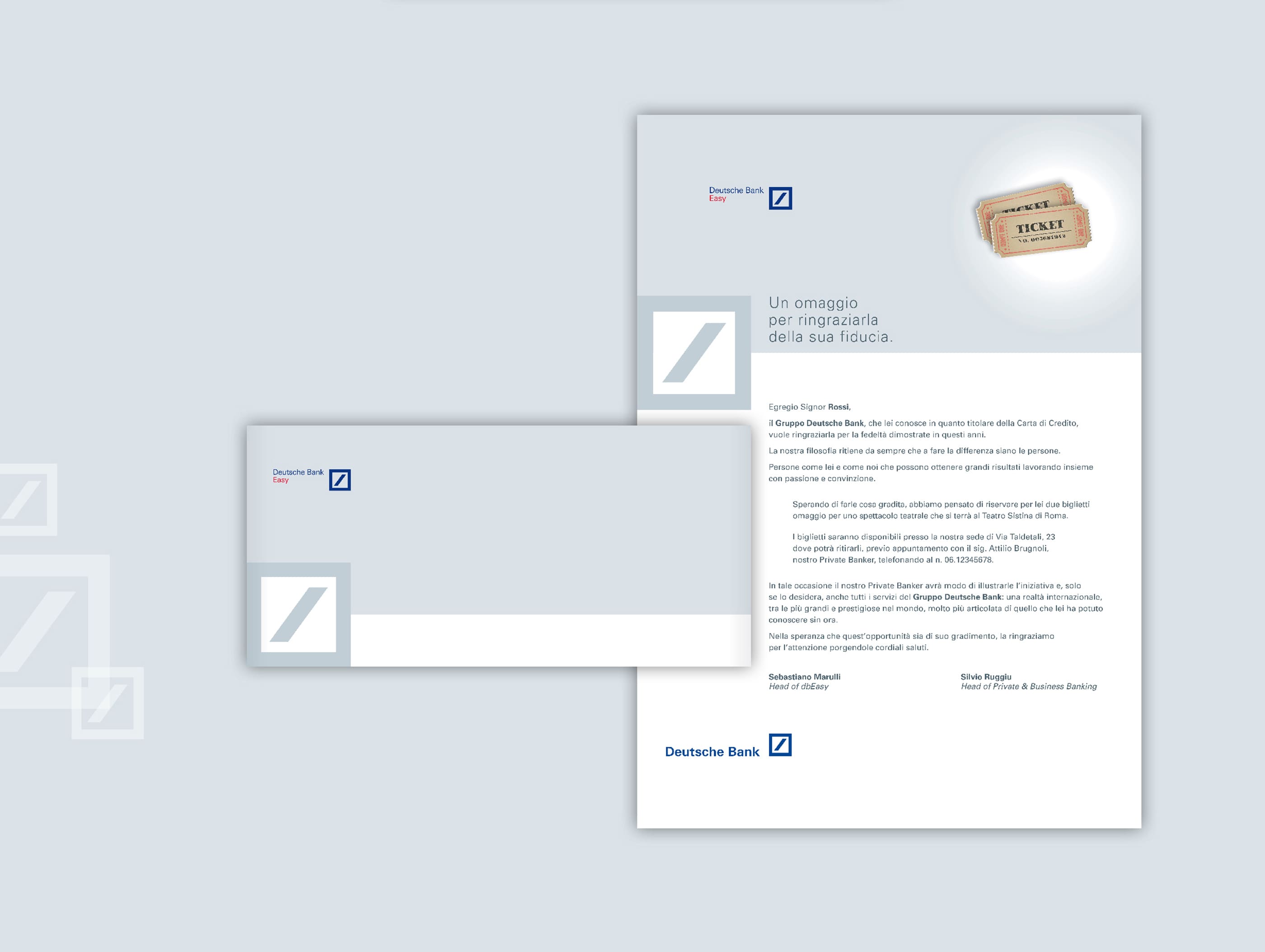 lettera e busta comunicazione deutsche bank