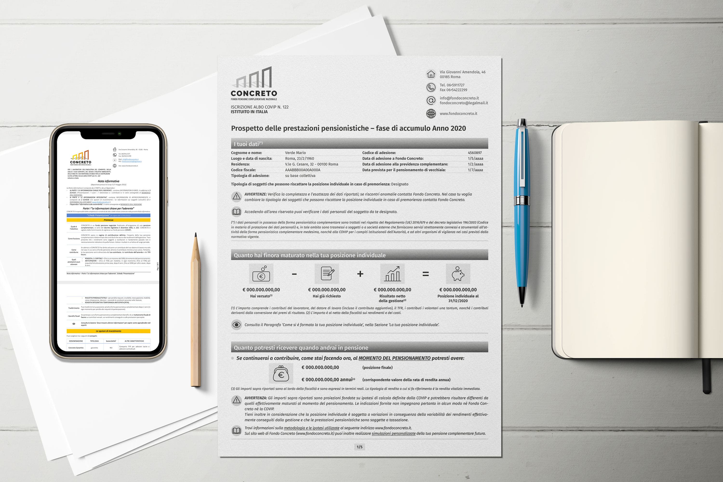 prospetto fondo concreto e smartphone con documento